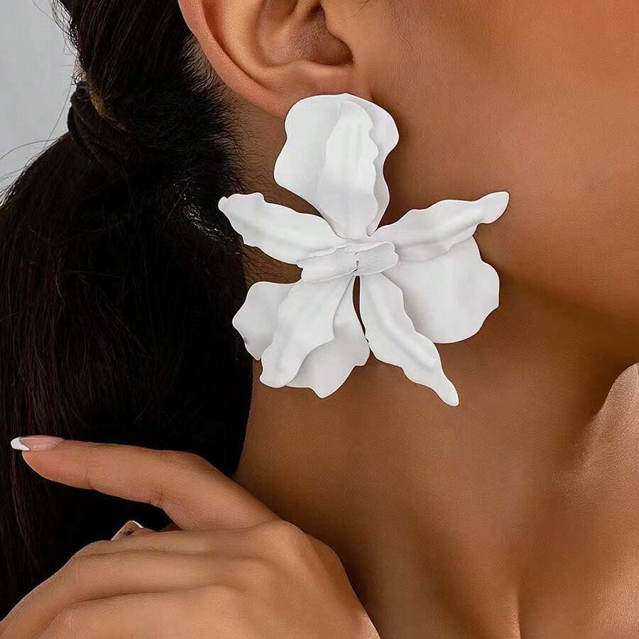 1 par de pendientes con colgante floral, pendiente de moda estilo vacacional para mujeres