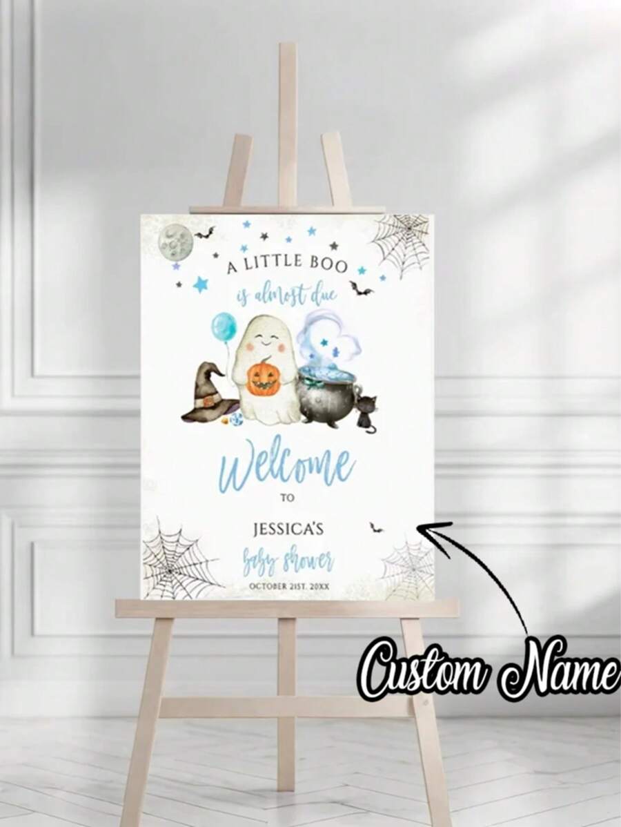 1 pieza Cartel personalizado de bienvenida para fiesta de Halloween, cartel personalizado de celebración de cumpleaños de Halloween, cartel de bienvenida de cumpleaños de fantasma, cartel de bienvenida a la fiesta de Halloween, decoración de fiesta de Halloween, plantilla de logotipo de fiesta de Halloween, cartel de bienvenida a la fiesta de cumpleaños de Halloween editable, cartel de bienvenida elegante