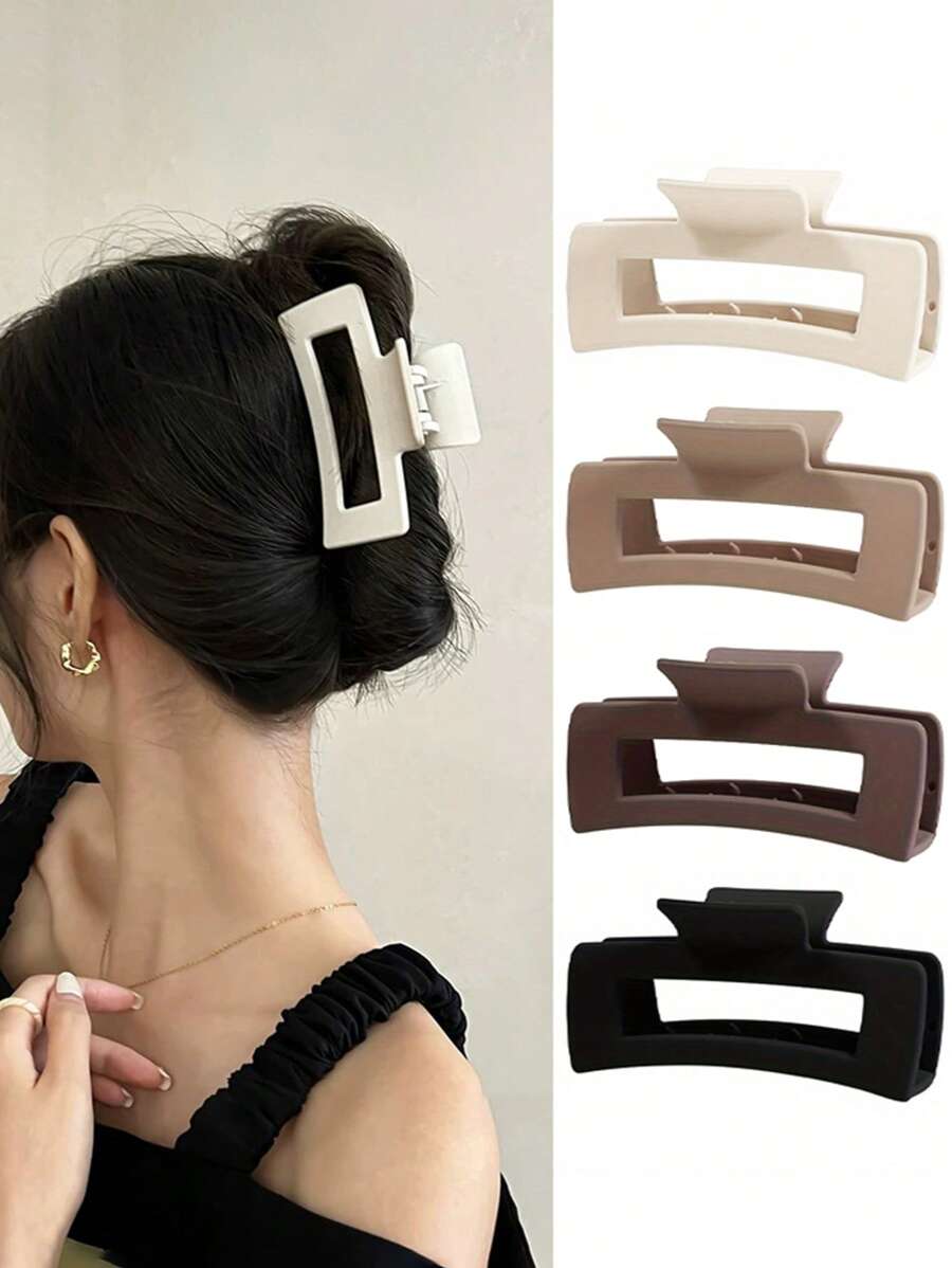 4 Stücke einfache 10,5 cm quadratische Haarklammern für dichtes Haar, matter Haargreifer für Hochsteckfrisuren, Haarstyling-Accessoires