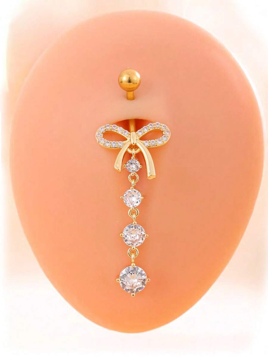 1 Stück Bauchnabel Ring aus Edelstahl mit Zirkonia Schmetterling, geeignet für den täglichen Gebrauch, europäischer und amerikanischer Stil Körperschmuck für Frauen