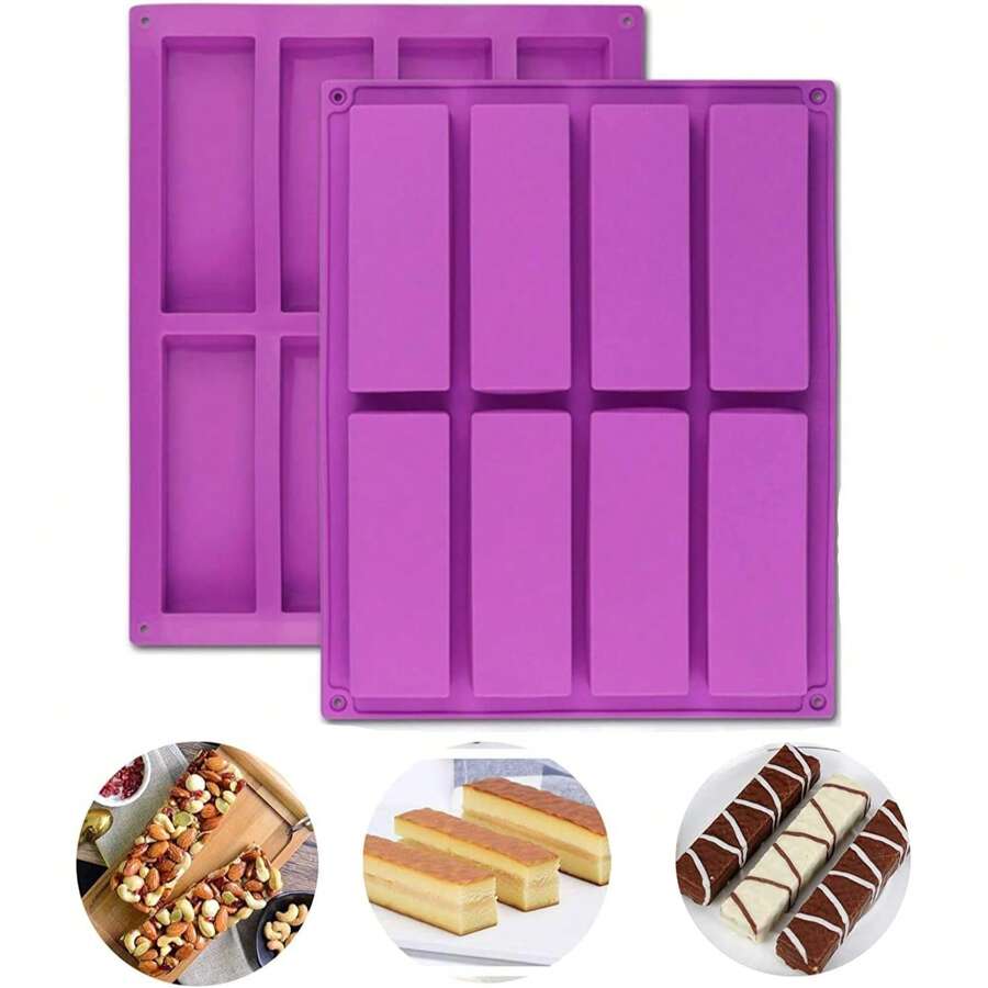 Große rechteckige Granola Bar Silikon Form 8 Spalten Nährboden Müsli Bar Formen, Energie Bar Make für Muffin, Brownie, Maisbrot, Käsekuchen, Pudding, Kuchen und Seife