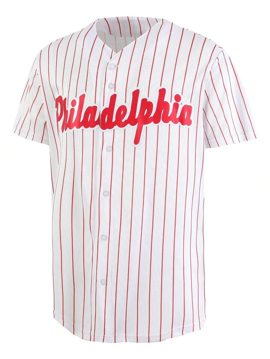 Atonmore Camiseta de béisbol casual de 3 piezas blancas para hombre, camisa deportiva con botones y bordados, para entrenamiento y partidos