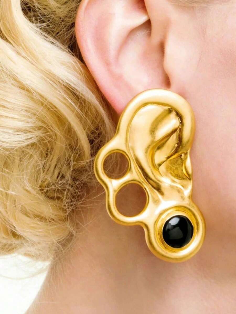 1 par de aretes de mujer con estilo vintage, aretes tipo gota con diseño de ojo del diablo en color mate y acabado vintage francés para damas