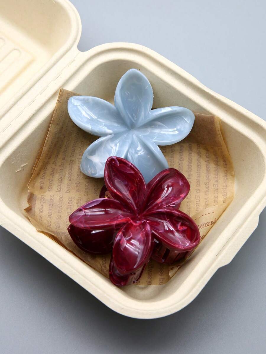 2 pièces Pinces à cheveux en acrylique style minimaliste, bordeaux et dégradé. Accessoires de cheveux pour chignons élégants et port quotidien décontracté. Convient pour les festivals et l'usage quotidien.