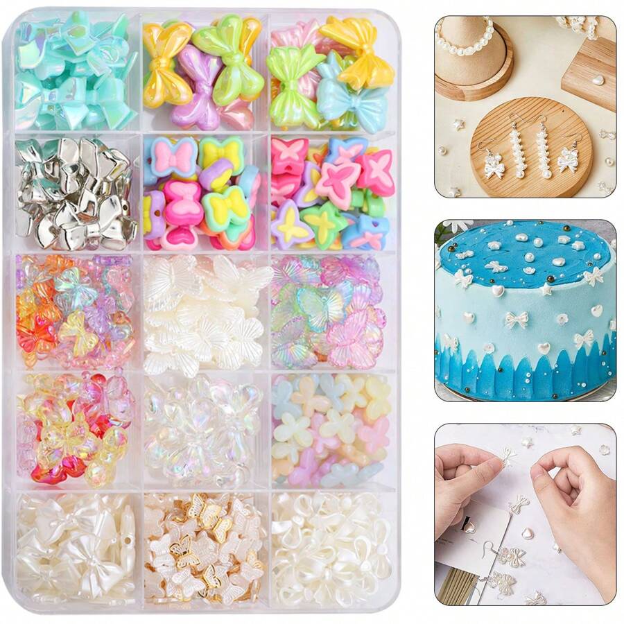 Suministros para hacer joyas con cuentas con estilo de mariposa para hacer collares, pulseras, llaveros, decoración de pasteles, estilo de verano