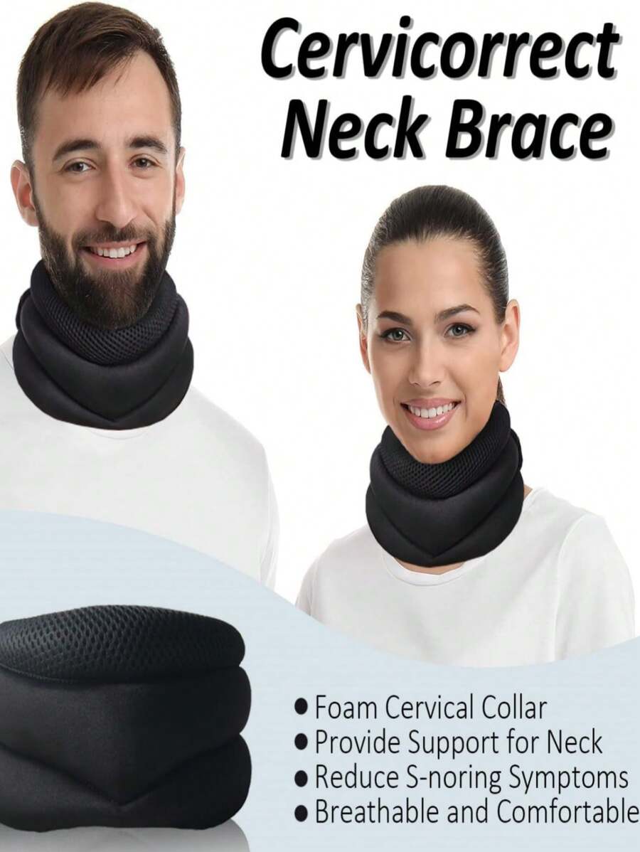 Cojín protector de cuello ajustable de 3 niveles para uso en el hogar, soporte de cuello de espuma transpirable para la protección de la columna vertebral