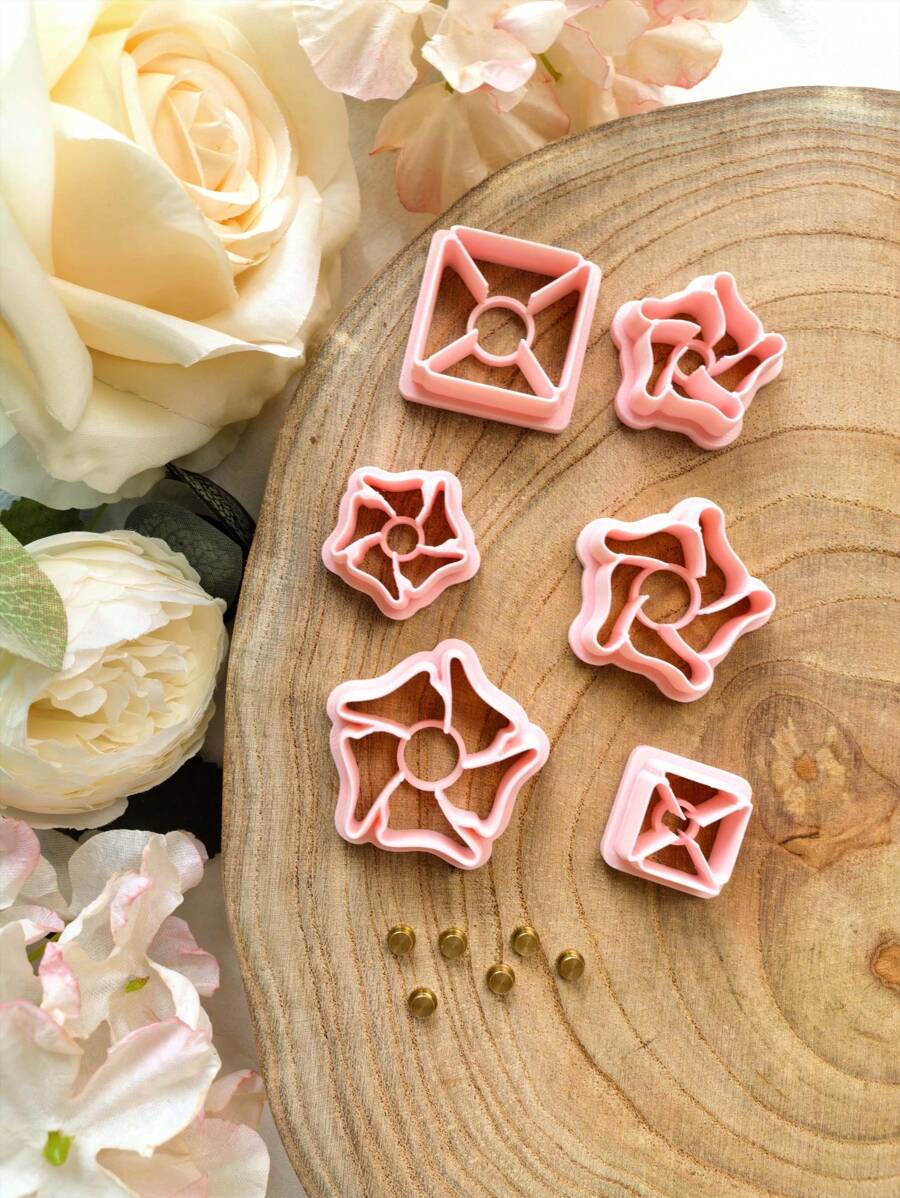 6pcs Windmill Polymer Clay Cutter Mold With High Precision DIY Handcrafted Earring Jewelry Clay Molds Embossing Pottery Tools