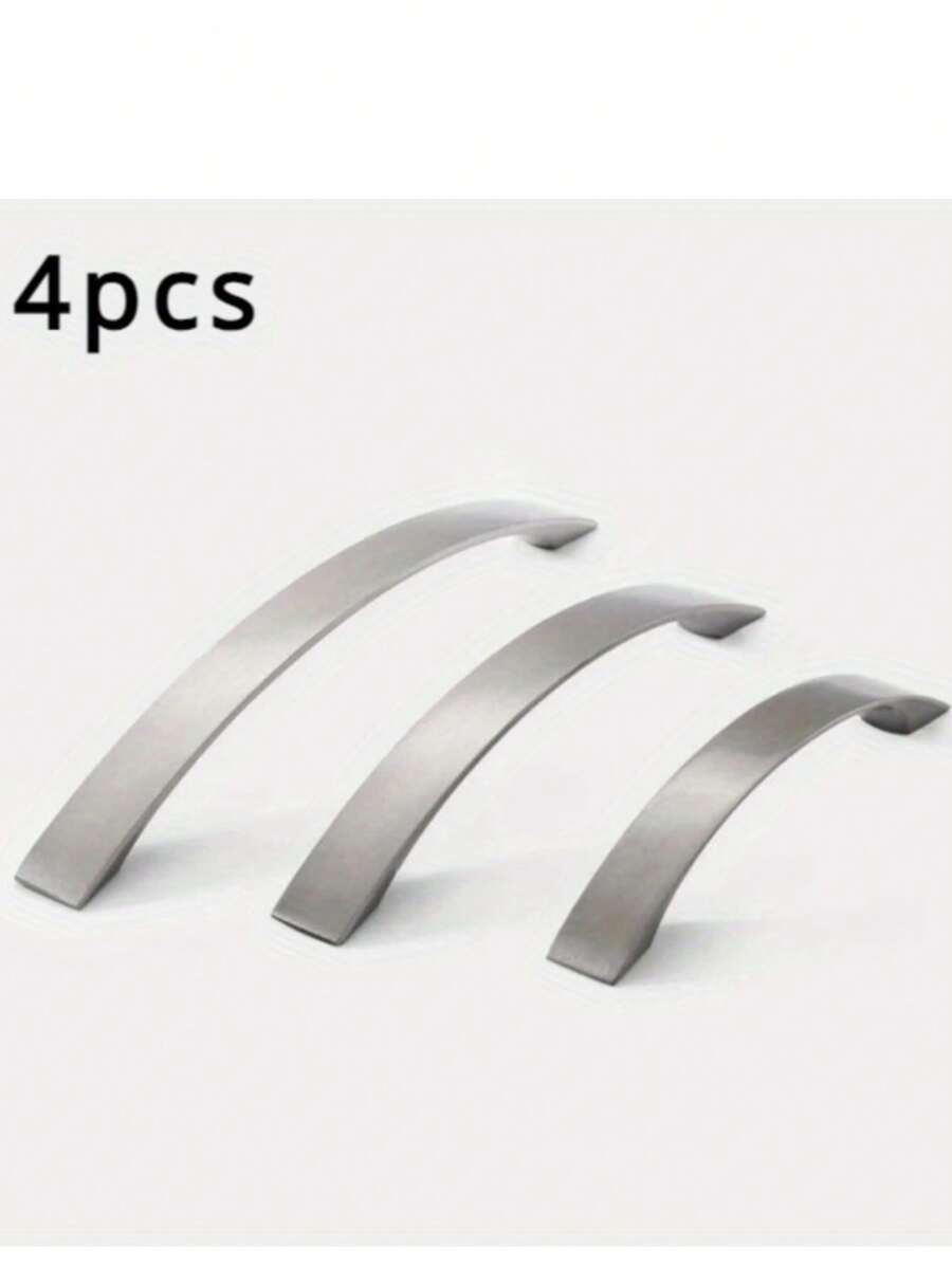 4 buc Mânere de sertar în stil european și american modern - Mânere de sertar din aliaj de aluminiu periat, nichel lustruit, design curbat pentru dulapuri, uși, dulapuri - Feronerie durabilă și elegantă pentru decorul casei