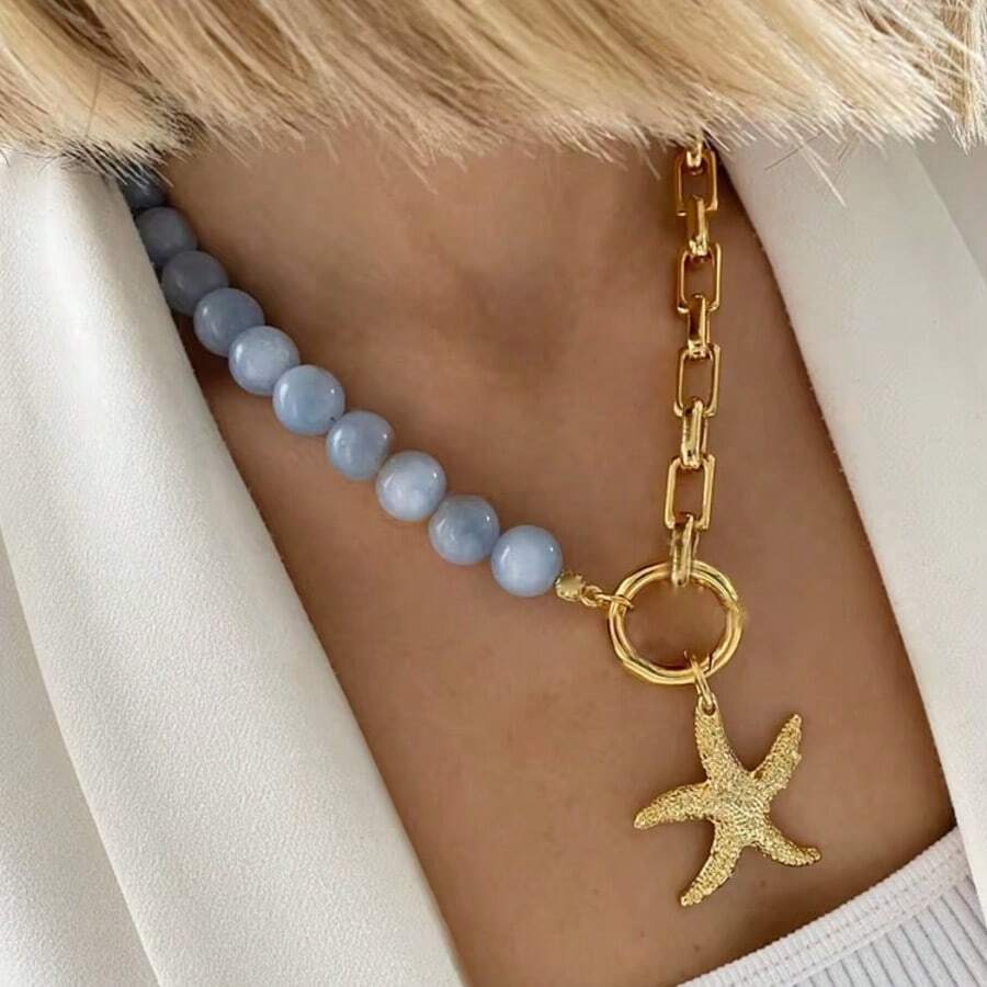 Collier de mode hip-hop de style bohème à chaîne épaisse, collier court multicouche pour femmes et jeunes filles. Pendentif de tortue et de coquillage de style bohème. Collier de perles créatives de coquillage pour les filles à la plage