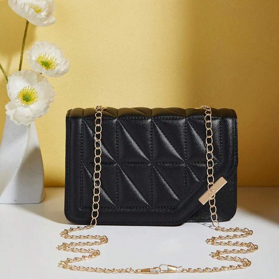 Black Luxury Handbags And Purses For Women PU Leather Messenger Shoulder Bag Plaid Female Crossbody Bag Tassel Quilted Brand