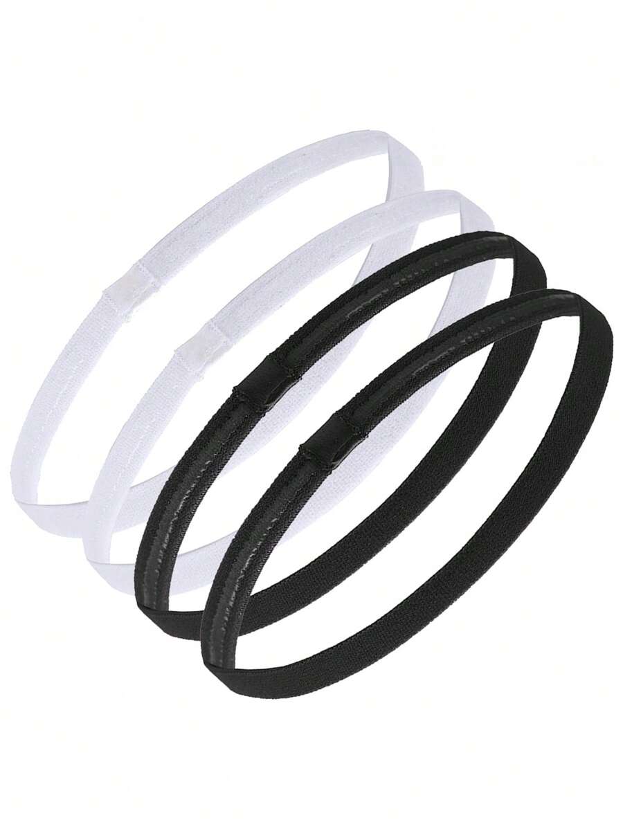 4 pezzi Fasce elastiche sportive - Design antiscivolo spesso, unisex, fasce sportive elastiche per yoga, fasce per capelli da corsa e fitness, lacci per capelli regolabili