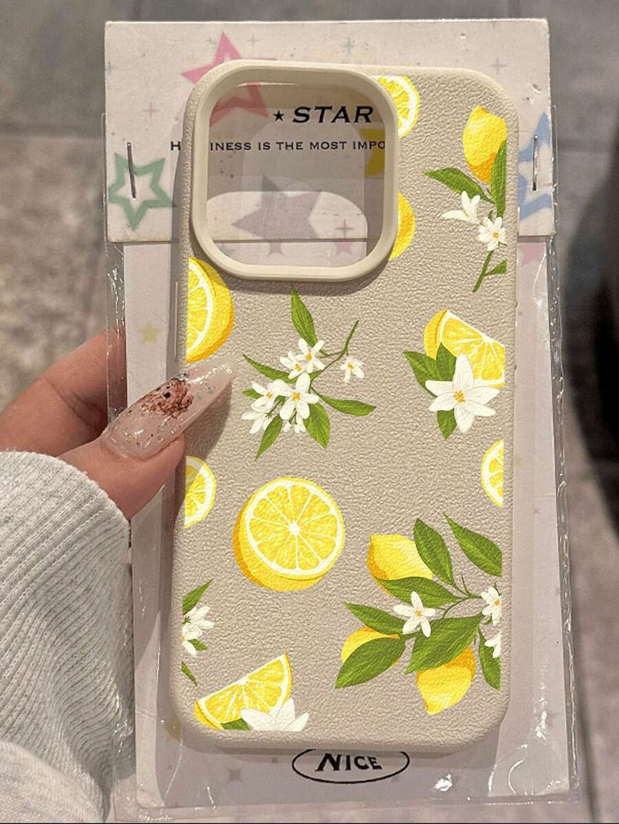 1 Stück einfache Zitrone Muster wasserdichte rutschfeste weiche Schutzhülle kompatibel mit Apple & Handy