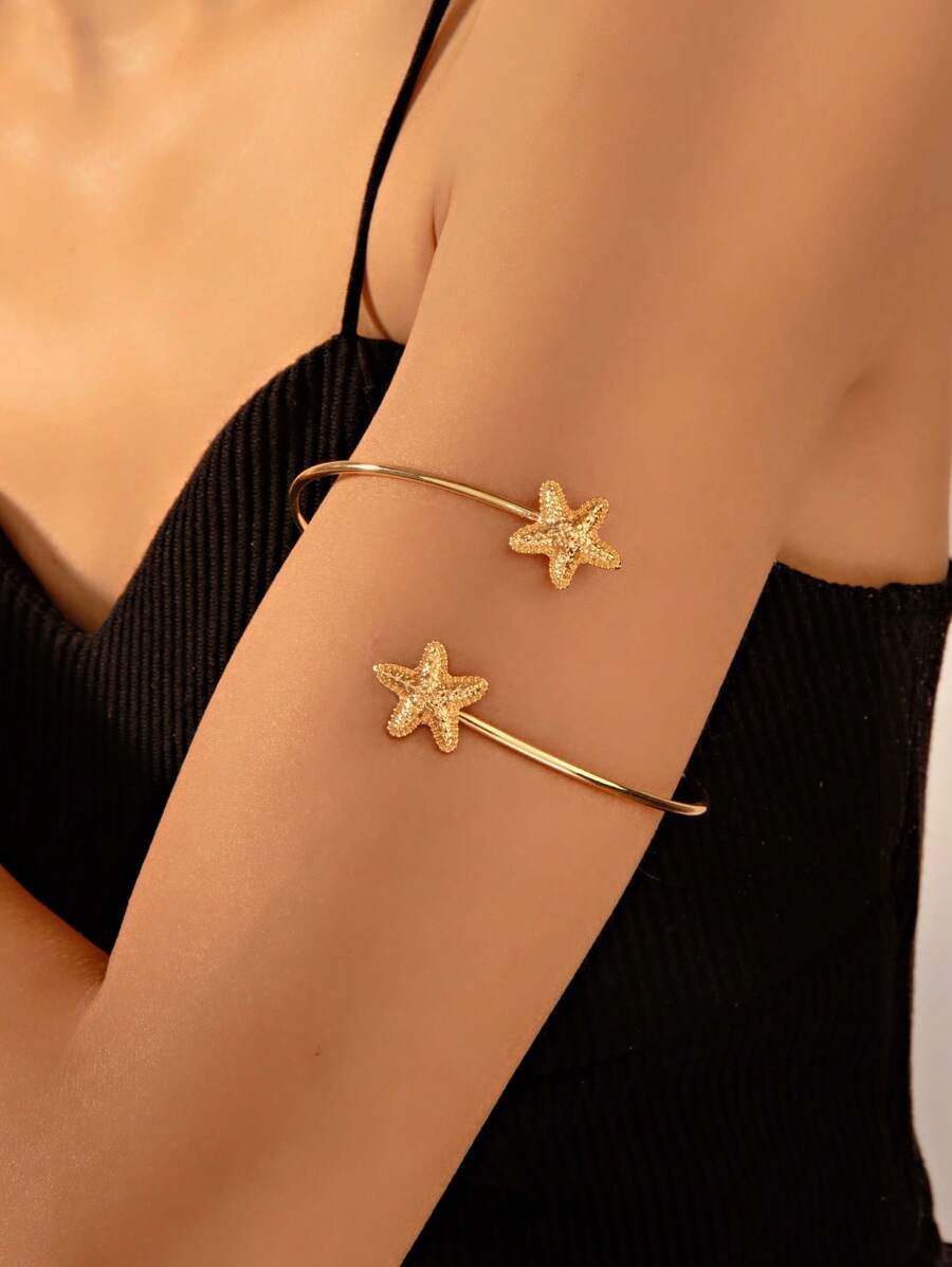 1 pulseira de estrela do mar para mulheres, faixa de braço minimalista dourada, joia vocacional para mulheres