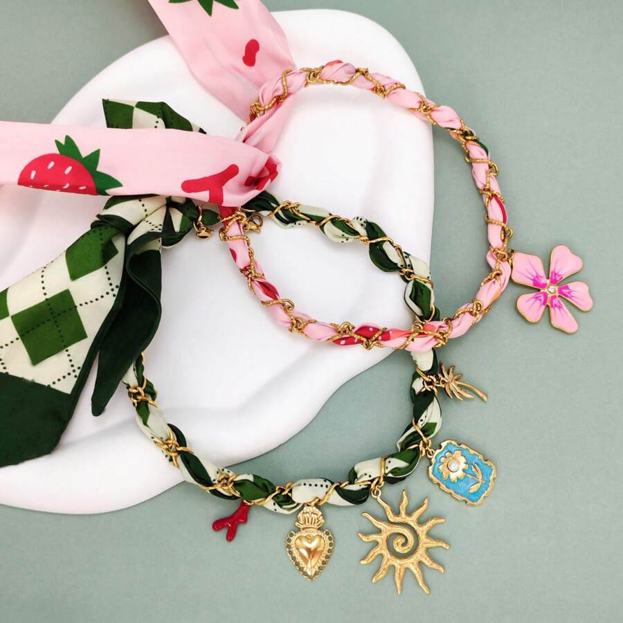 1 pieza Collar de bufanda de acero inoxidable para mujer, adecuado para vacaciones y viajes, verano