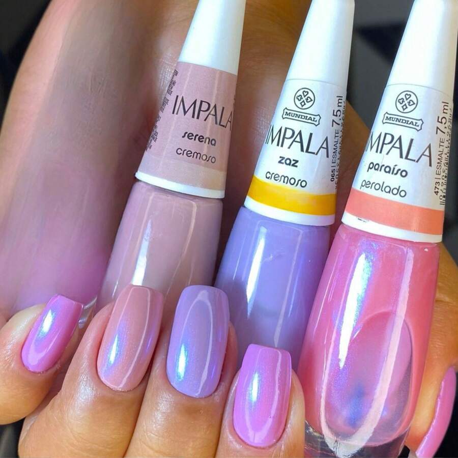 Kit 3 Esmaltes Tons Nude Lilas Rosa Hipoalergênico Perolado