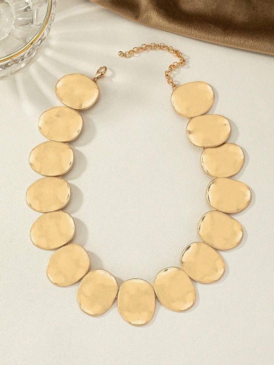 1pc Elegant Niche Design Exquisite Chic High-End Geometric Pattern Necklace, Minimalist Unique Personalized Versatile Suitable For Women's Daily Wear Or Gift