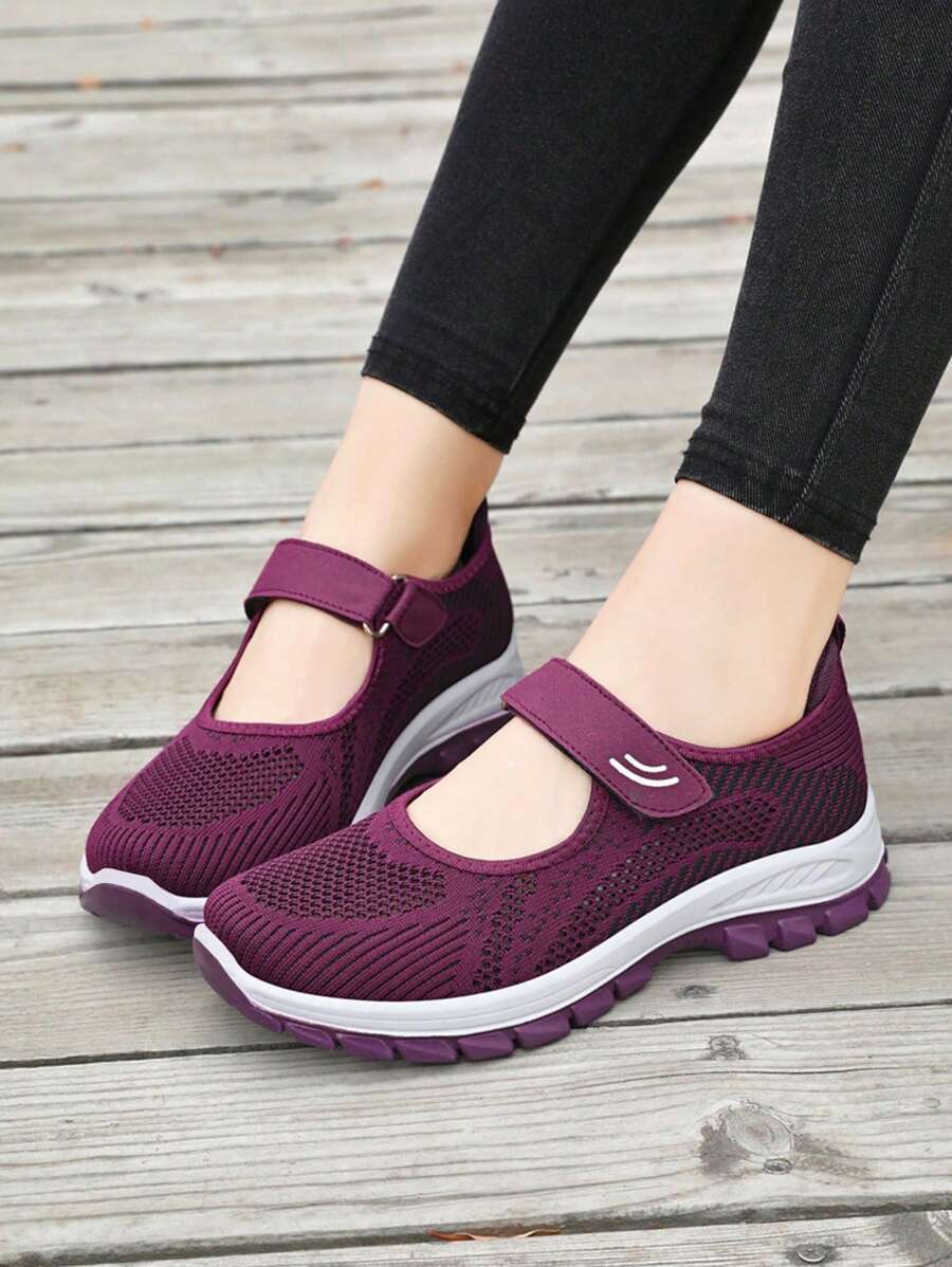 Tênis Feminino de Malha Respirável com , Bico Arredondado, Sola Macia, Confortável, Simples e Fashionista, Sola Plana Multifuncional, Passeio no Parque Sem Fadiga, Sapato Casual