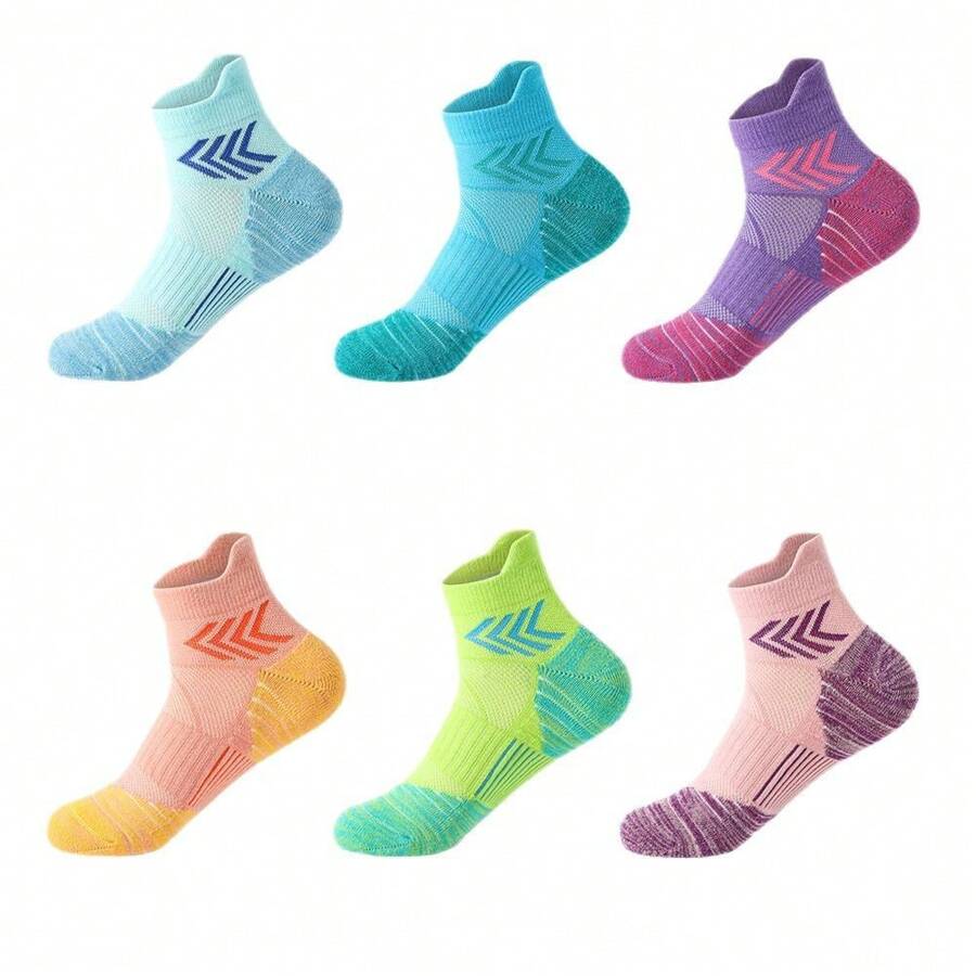 1 par de calcetines tobillos para correr para mujeres y hombres, calcetines cortos acolchados de algodón para entrenamiento, calcetines con malla y fondo acolchado UNISEX