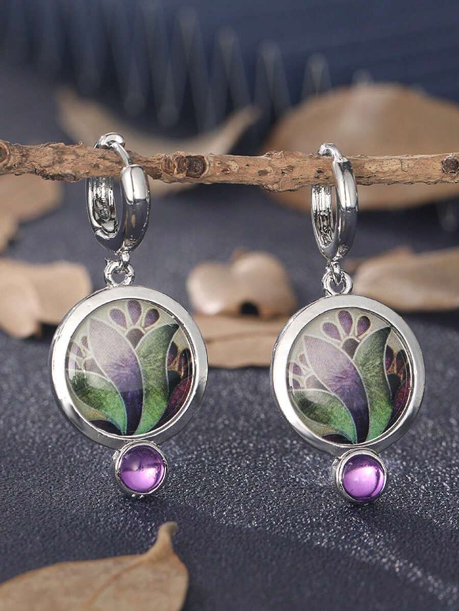 2pcs Vintage Elegant Floral Pattern Earrings, Stylish & Delicate, Suitable As Daily, Easter, Mother's Day, Birthday, Christmas Gifts