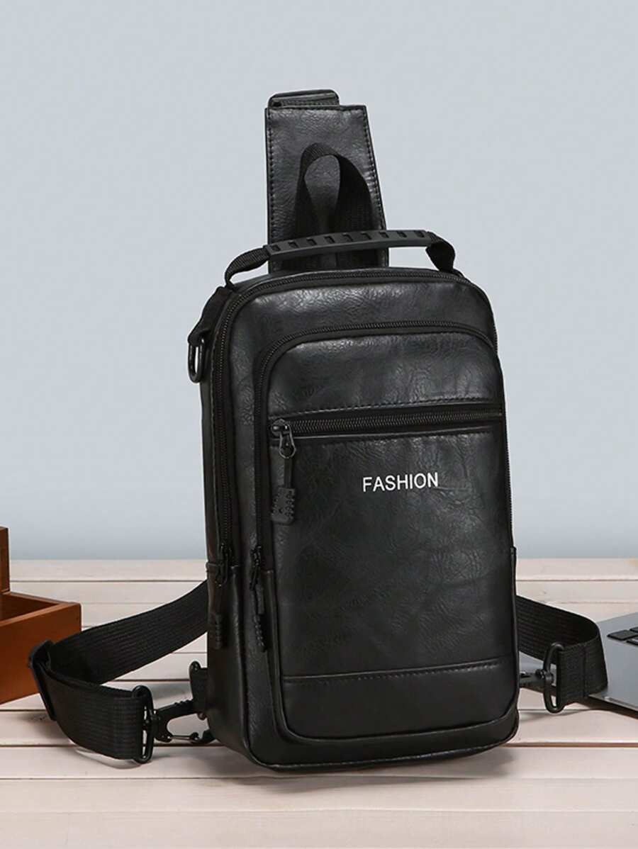 Bolsa Transversal/Bolsa de Cintura Funcional de PU Retrô Masculina com Múltiplos Bolsos, Versátil para Viagens de Negócios, Adequada para Uso Diário e Transporte