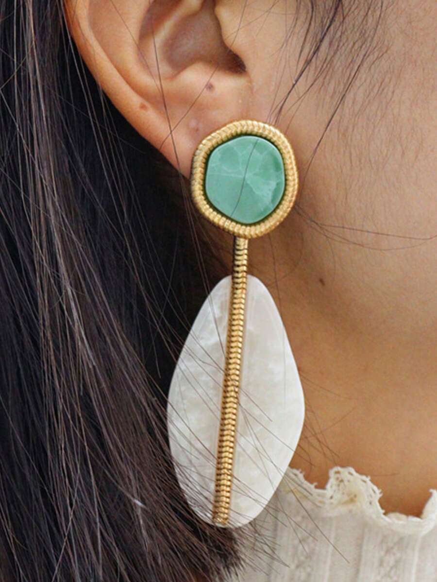 ZAA Geometric Resin Earrings, Bohemian Style, Women's Style, Personalized Temperament Irregular Acrylic Eardrops Earpins