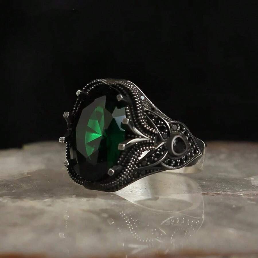 1 anel de liga vintage masculino com zircônia incrustada, adequado para o Dia dos Namorados, férias, deslocamento, namoro, festa, casamento, noivado, presente para esposa, namorada, mãe, aniversário, ano novo, todas as estações