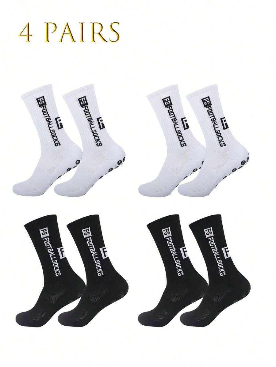 4 Pares de Calcetines de Deporte con Puntos de Silicona Antideslizantes, Adecuados para Fútbol, Correr, Ciclismo, Senderismo