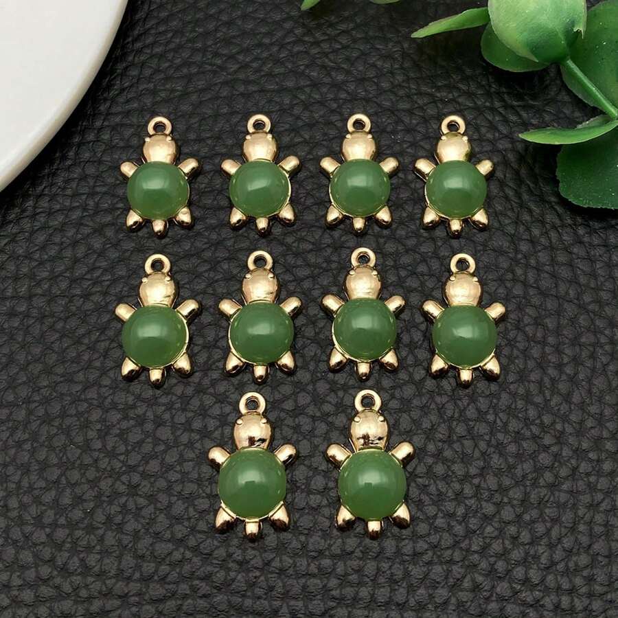 5/10/15 14x22mm Liga incrustada Imitação de Jade Tartaruga Acessórios para Artesanato de Joias DIY, Para Colar Pulseira Brincos Artesanato Kits para Fazer Joias