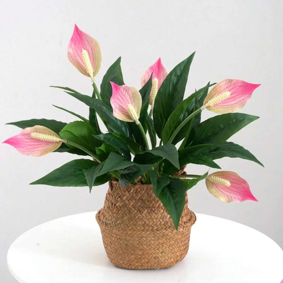 42cm Tropical Monstera Artificial Plants Fake Anthurium Tree Branch Plastic Leaves Real Touch Desktop Palm Tree For Home Decor