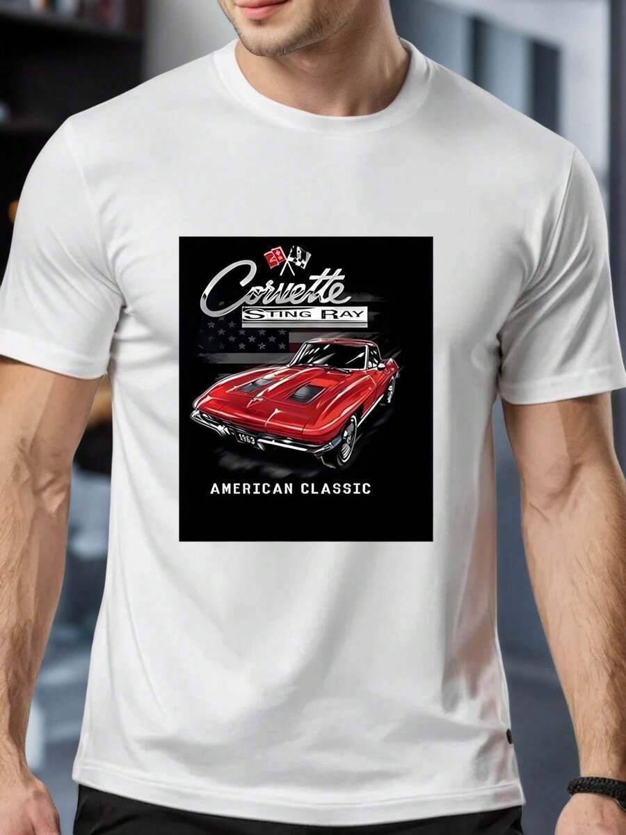 Maglietta Corvette Sting Ray (American Classic Muscle Car), maglietta da uomo con scollo rotondo, 220 g/m², per l'estate, realizzata in puro cotone, maniche corte (1 pezzo)