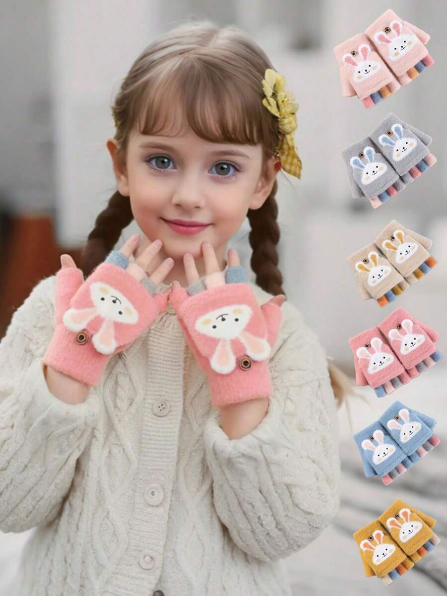 1 paio /3 paia /6 paia Guanti invernali comodi e carini per bambini - Design a conchiglia caldo e freddo, adatti per scrivere e sciare, adatti per bambini di età 3-12 anni
