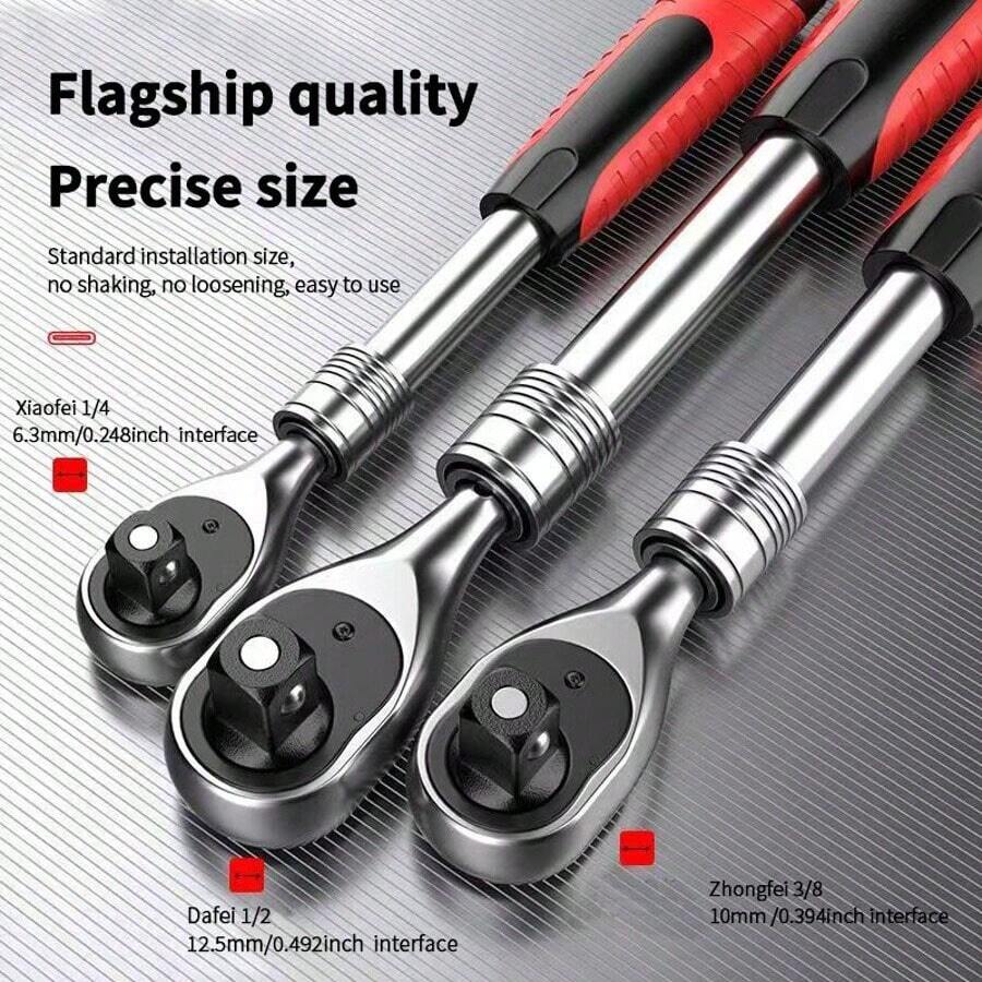 1pc Torque Ratchet Wrench, 72 Teeth Bi-Directional Fast Ratcheting, Small & Medium Size Socket Tool. Large, Medium, Small Ratchet Wrench, Suitable For Multi-Scenarios, Professional Hand Tool Kit, Applicable For Automotive Repair And DIY, No Assembly Required