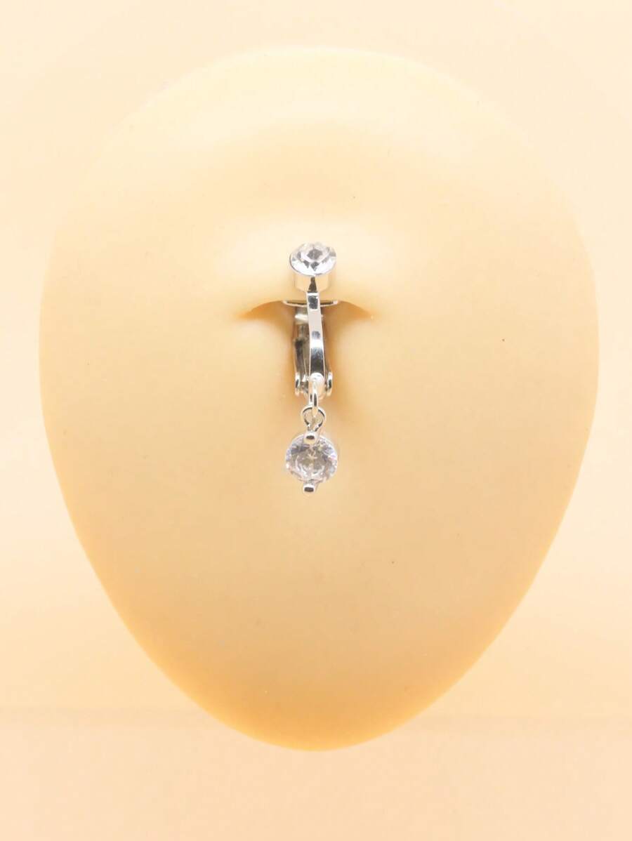 1 peça piercing falso de zircônia no umbigo umbilical piercing falso clipe falso