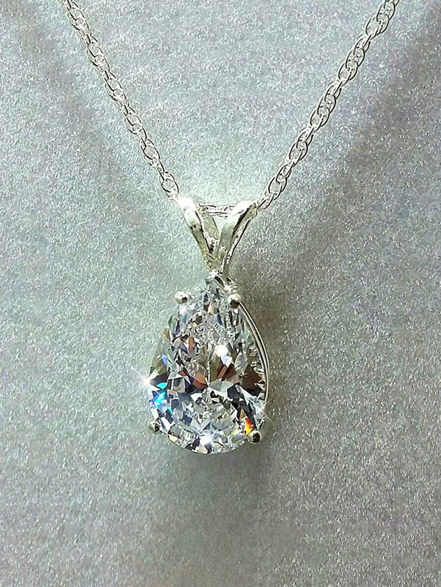 1 pieza Colgante de collar de circonita cúbica elegante para mujeres como regalo del Día de San Valentín, boda, compromiso, aniversario o fiesta
