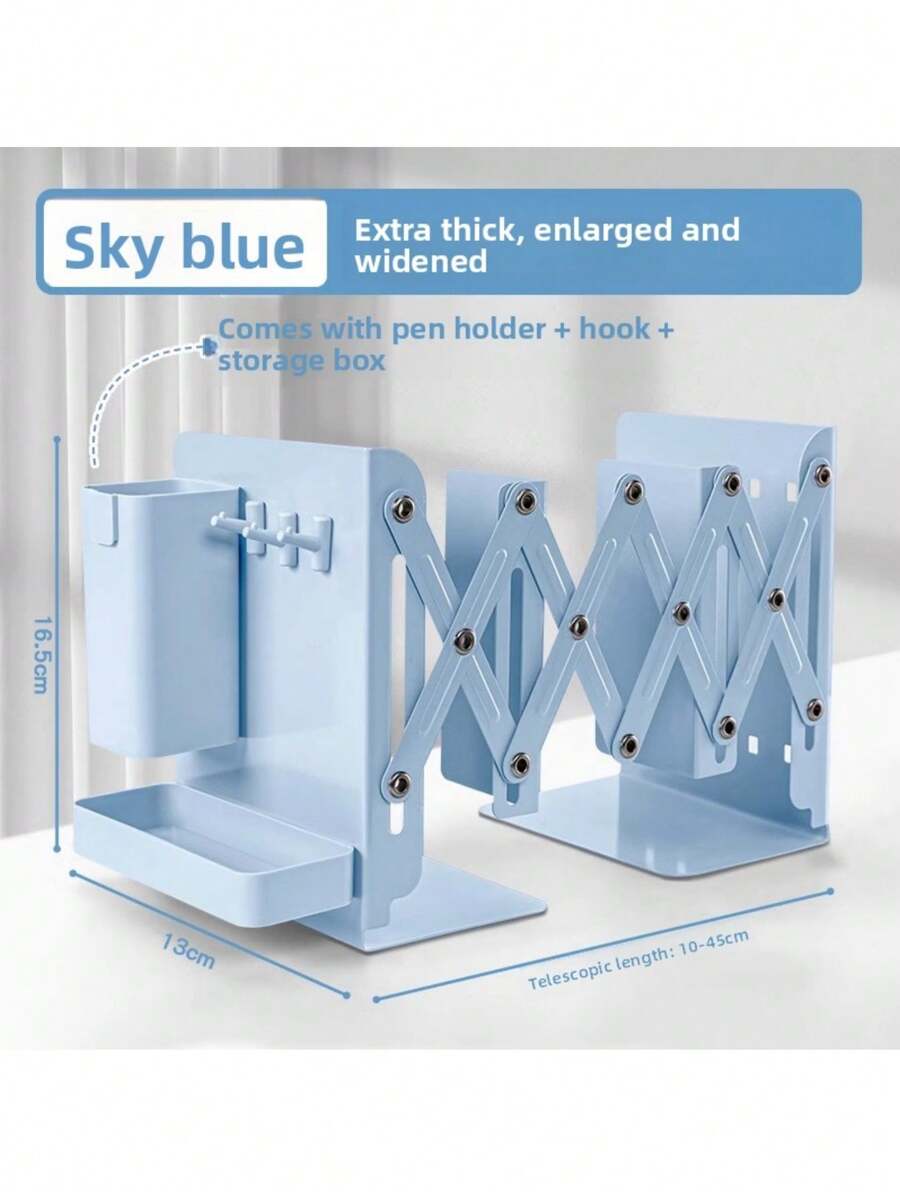 Telescopic Foldable Desk Bookshelf, Desk Top Book Organizer Rack With Pen Holder For Home, Office, Classroom School Supplies,Back To School