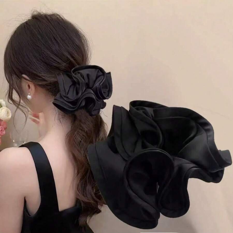 1 elegantă de păr extra mare din satin, elegantă, minimalistă, accesoriu de păr versatil, potrivită pentru zi cu zi, serviciu, călătorii, coadă de cal, coc, spălare față, machiaj, asortare la modă, elastic de păr, accesorii de păr, elastice de păr
