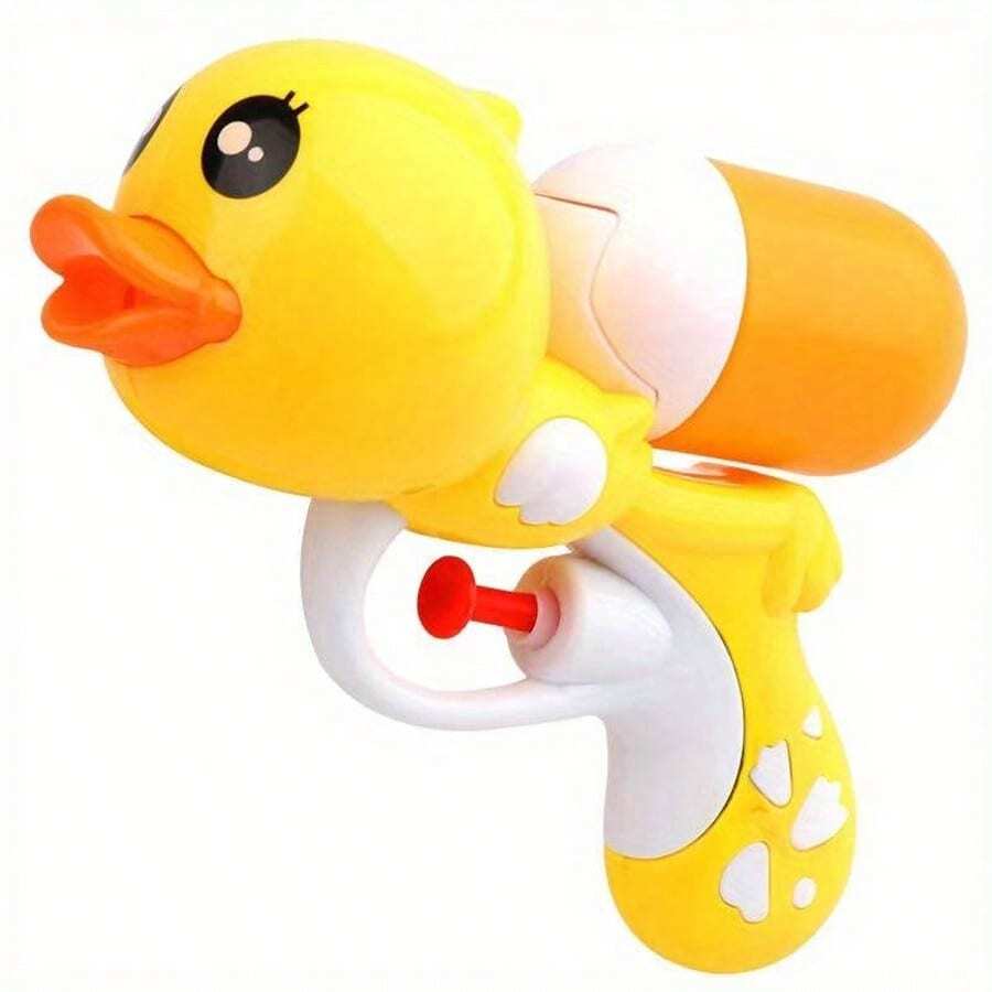 Bonita pistola de agua con forma de patito amarillo para niños: el juguete acuático perfecto para la playa en verano.