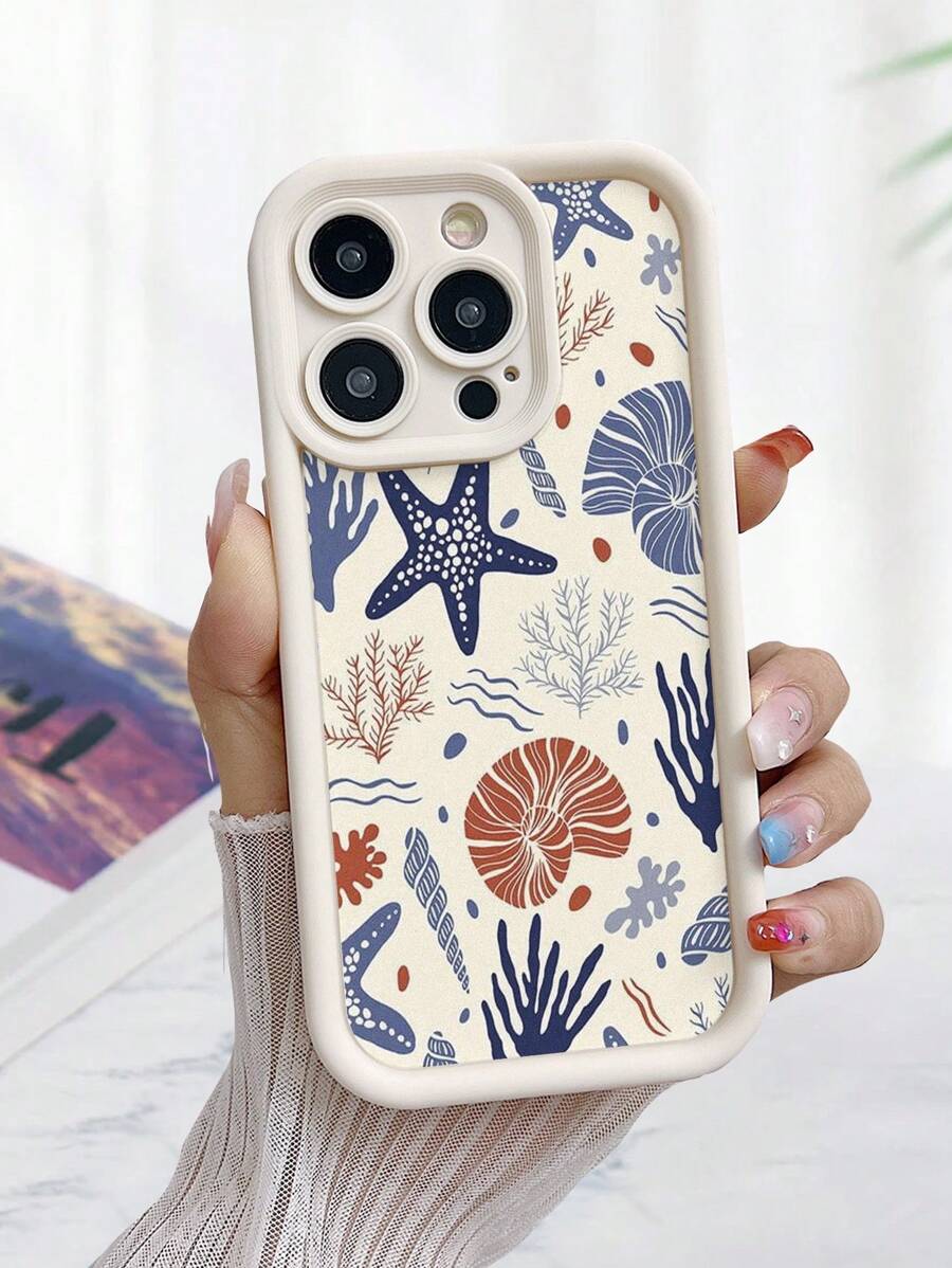 Ocean Octopus Printed Beige Textured Thick Anti-Fall Protective Phone Case, Compatible With IPhone 16/15/14/XR/XS/X/7/8, IPhone 15 Pro Max/13 Pro Max/14 Pro Max, IPhone 13/14/11/12 Pro Max, IPhone 14/7/8/15 Pro Max 13, IPhone 14, IPhone 11, IPhone 12 Pro, XS TPU Soft Anti-Fall Phone Case