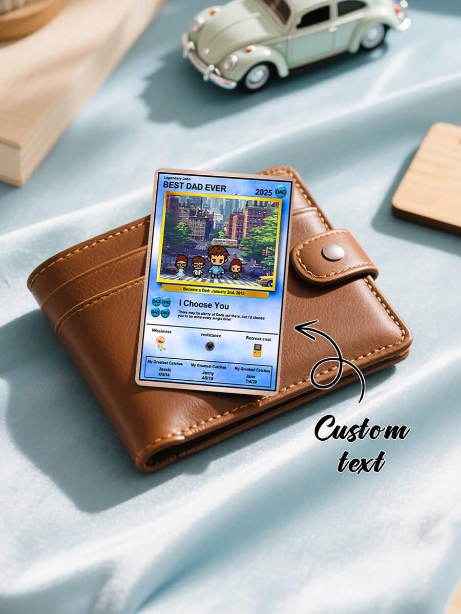 1 pièce Carte Poke en métal personnalisée pour papa, carte de portefeuille personnalisée avec texte, cadeau d'anniversaire et de fête des pères personnalisé. Cartes Poke pour mari, grand-père, papa