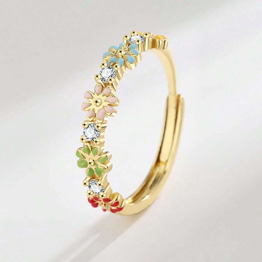 1 Fashionable New Four Leaf Clover Elegant And Dignified Ring, Niche High-End Light Luxury Moissani Diamond Ring, Adjustable Fashion Couple Pairing Ring Wholesale