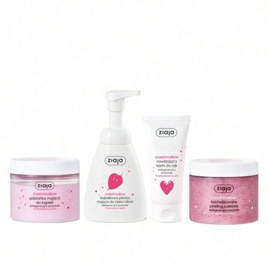 Set de cosméticos Ziaja Marshmallow (Exfoliante de azúcar 300 ml/Gelatina de baño 260 ml/Crema de manos 50 ml/Espuma limpiadora 250 ml)