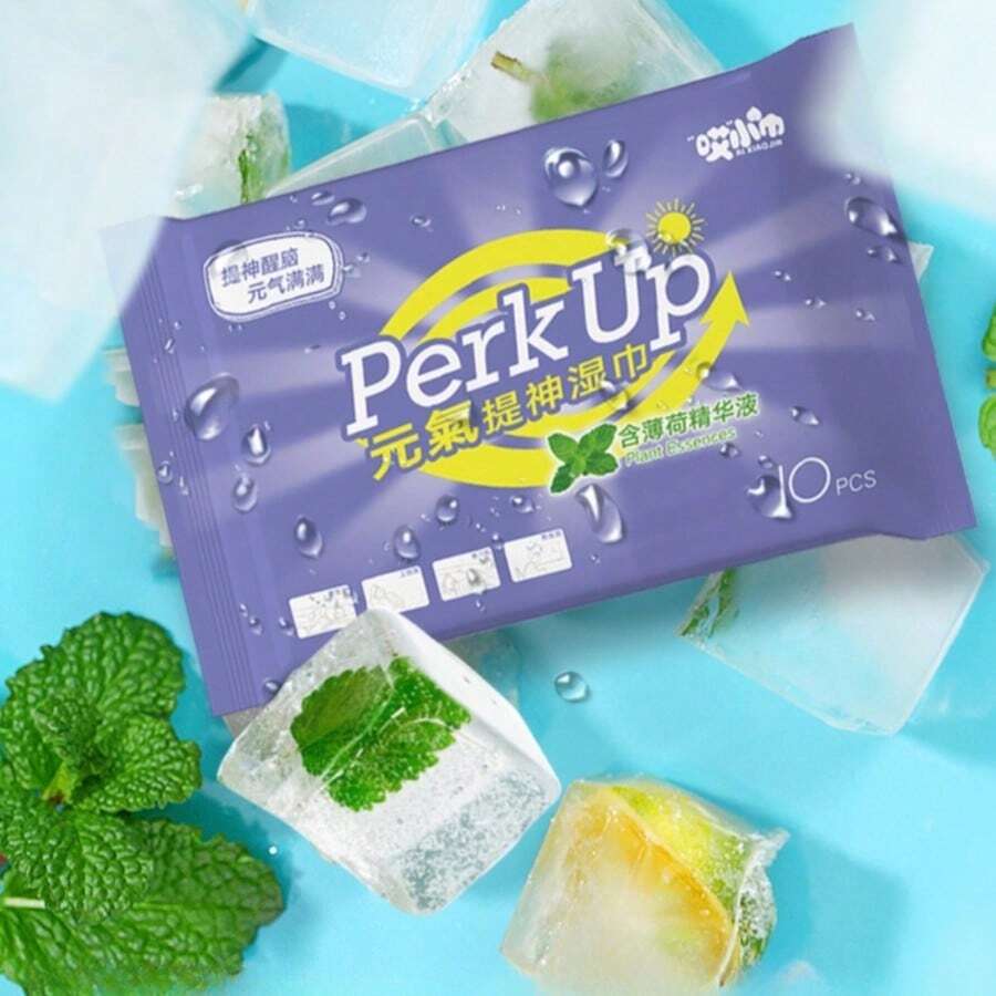 10pcs/Pack Halloween Cooling Wet Wipes, Refreshing Mint Scented Cleansing Wet Tissues, Portable Travel Size Wet Wipes For Daily Use