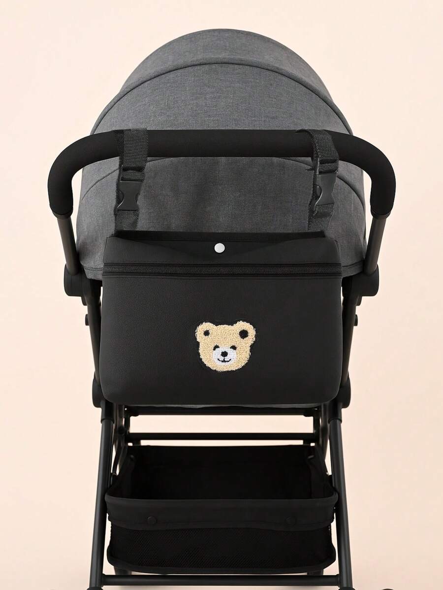 1pc Large Capacity Bear Stroller Diaper Bag, Portable Tote Bag For Nursing Bottles And Other Items, Versatile