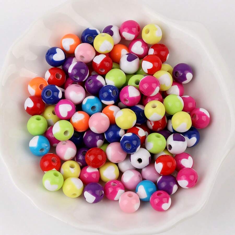 100 pièces/paquet Perles bicolores en forme de cœur coloré pour la fabrication de bracelets, colliers et accessoires de bijouterie DIY