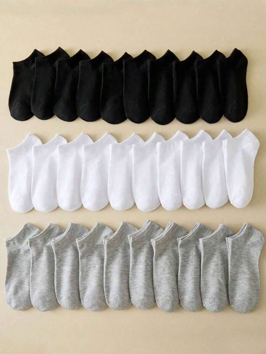 5/10/15 /20 Pairs Of Comfy Ankle Socks, Solid Color Low Cut Sweat Absorption Sports Socks, Women's Socks