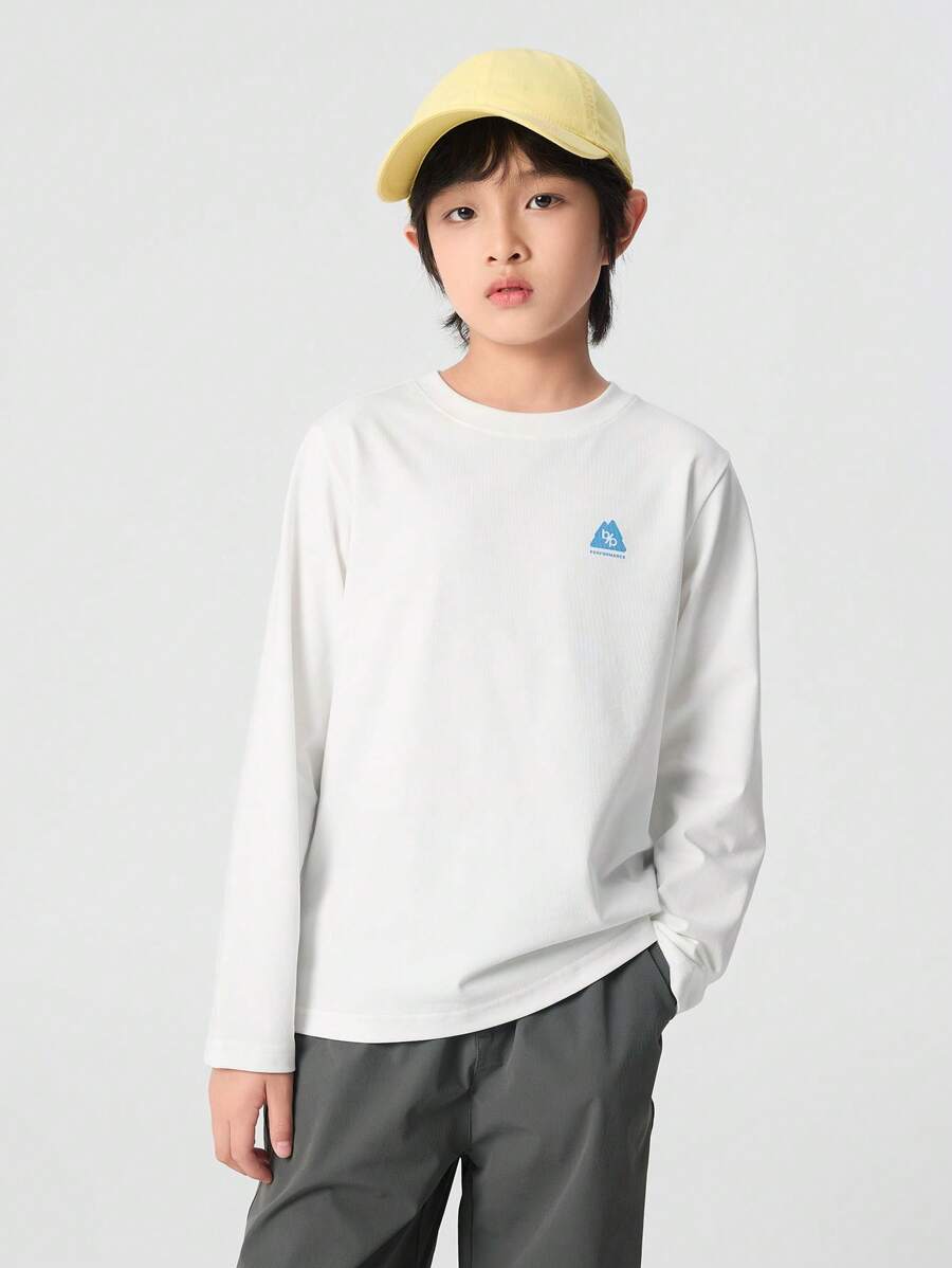 Balabala Camiseta de Manga Longa Infantil 2025 Suave Gola Careca