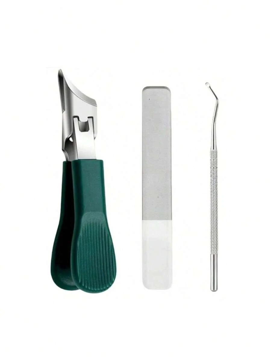 Três Conjuntos de Cortadores de Unhas Biselados com Bico de Águia, Cortadores de Unhas Domésticos de Grande Abertura, Conjunto de Cortadores de Manicure Grossos e Duros de Alta Qualidade, nas Cores Preto, Verde e Laranja