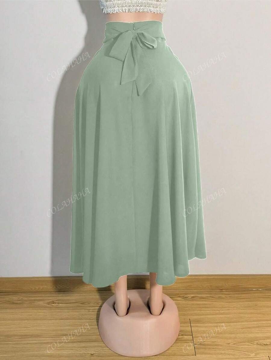 Women Casual Plaid Lace-Up A-Line Skirt, For Daily Wear