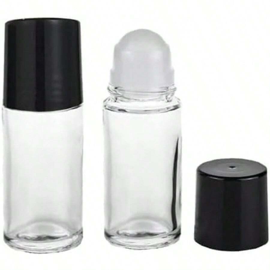 2Pcs Black Empty Glass Essential Oil Roller Bottles Vials Containers Refillable Roll-On Bottles With Funnel 30ML Refillable Cosmetic Containers,Refillable Containers