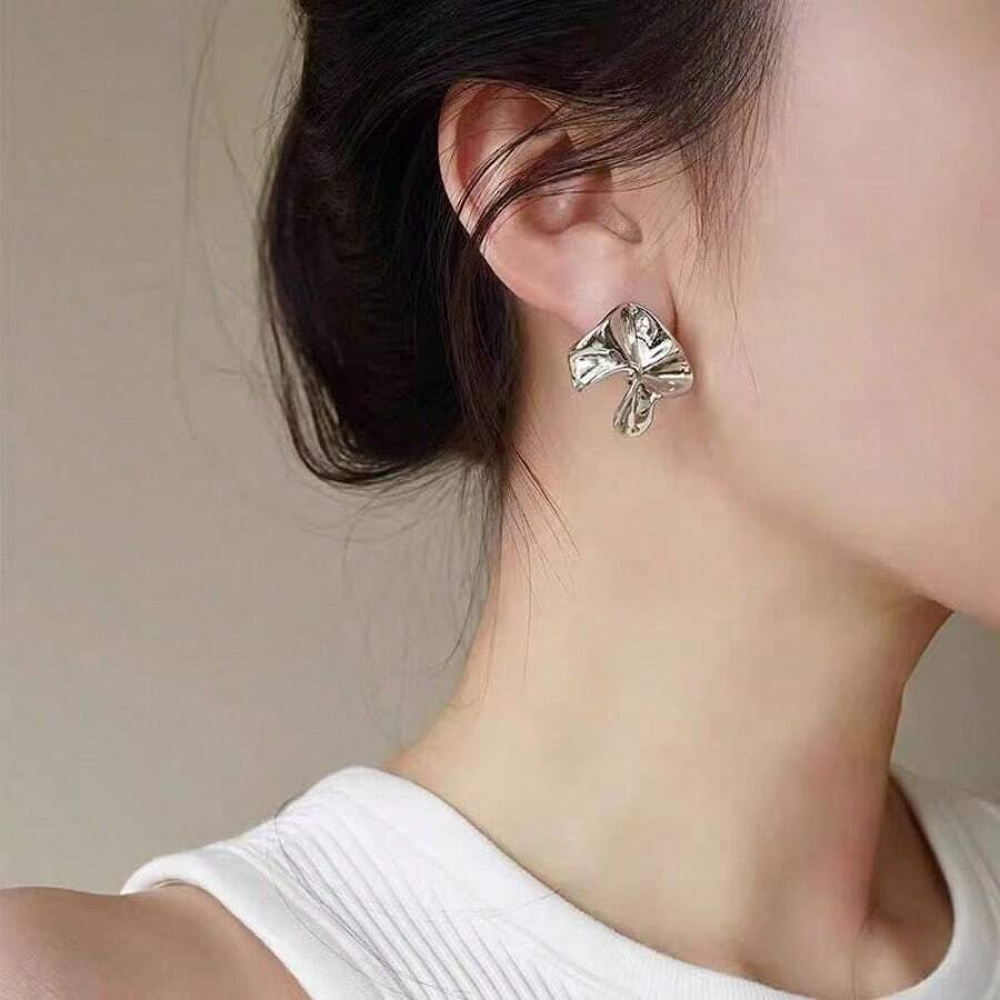 1 par de pendientes asimétricos geométricos elegantes y versátiles